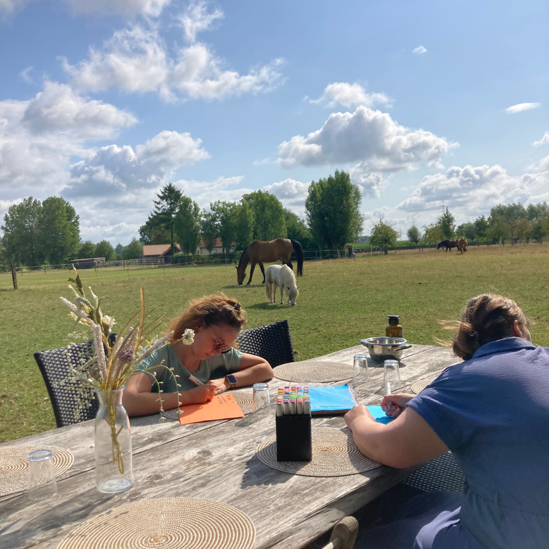 Ouder-kind retraite in Ursel met paarden, natuur en rust voor gezinnen met ADHD of ASS. Mama en kind voelen opnieuw verbinding en